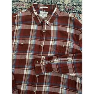 Lucky Brand Western Shirt Men's Size XL Pearl Snap Long Sleeve Button Plaid